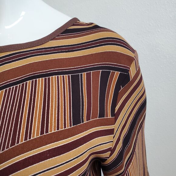 Vintage 80s Mario Borsato Brown Striped Blouse - Picture 5 of 8